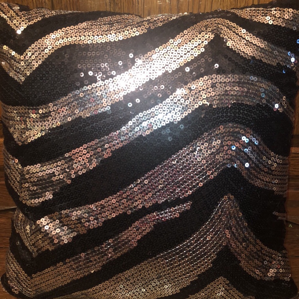 Zebra sequined pillow